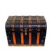 Vintage Steamer Trunk Antique Wood and Metal Waterfall Flat top Large