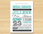 Typography Bridal Shower Postcard Invitation- DIY Digital Printable File - Wedding Couple Bachelorette Hen