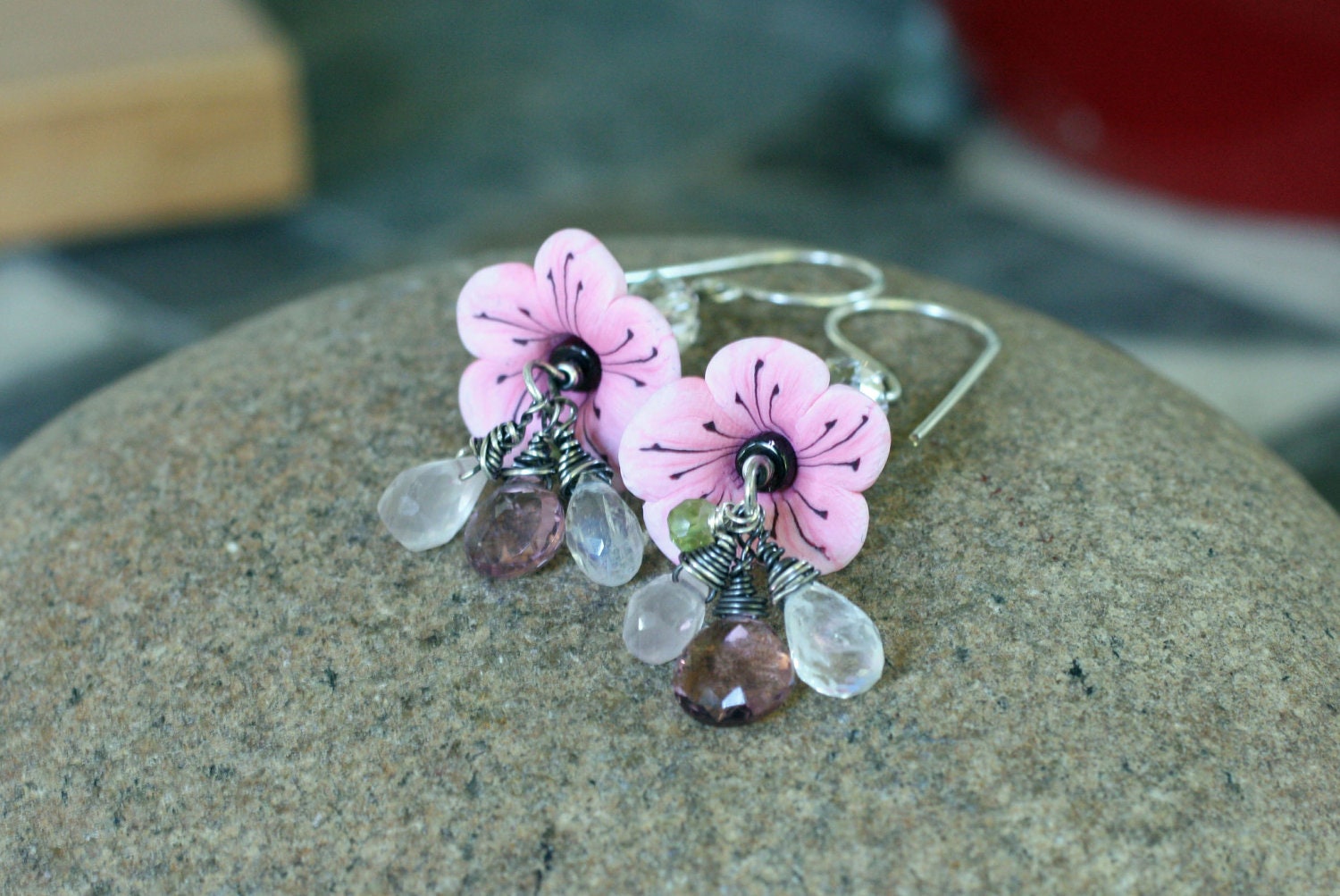 ON SALE - 10% off - Sakura blossom earrings