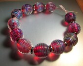 Made To Order-Handmade Clio Magenta Pink Lampwork Beads (12)- Pink Collection-All Fired Up Studio-leteam
