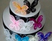 DIY Wedding Bridal Accessories pink glittered butterflies 4 pieces flower supplies multi colors craft supply do it yourself cake decoration