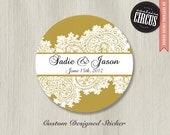 100 Custom Wedding Stickers - Paisley Lace Wedding Labels - 2 inch round