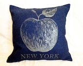 Decorative Throw Pillow - Apple from Military Blanket - Navy Blue