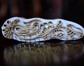 Handmade Indian Wood and Brass Textile Stamp- Long Floral /Paisley Vine Motif