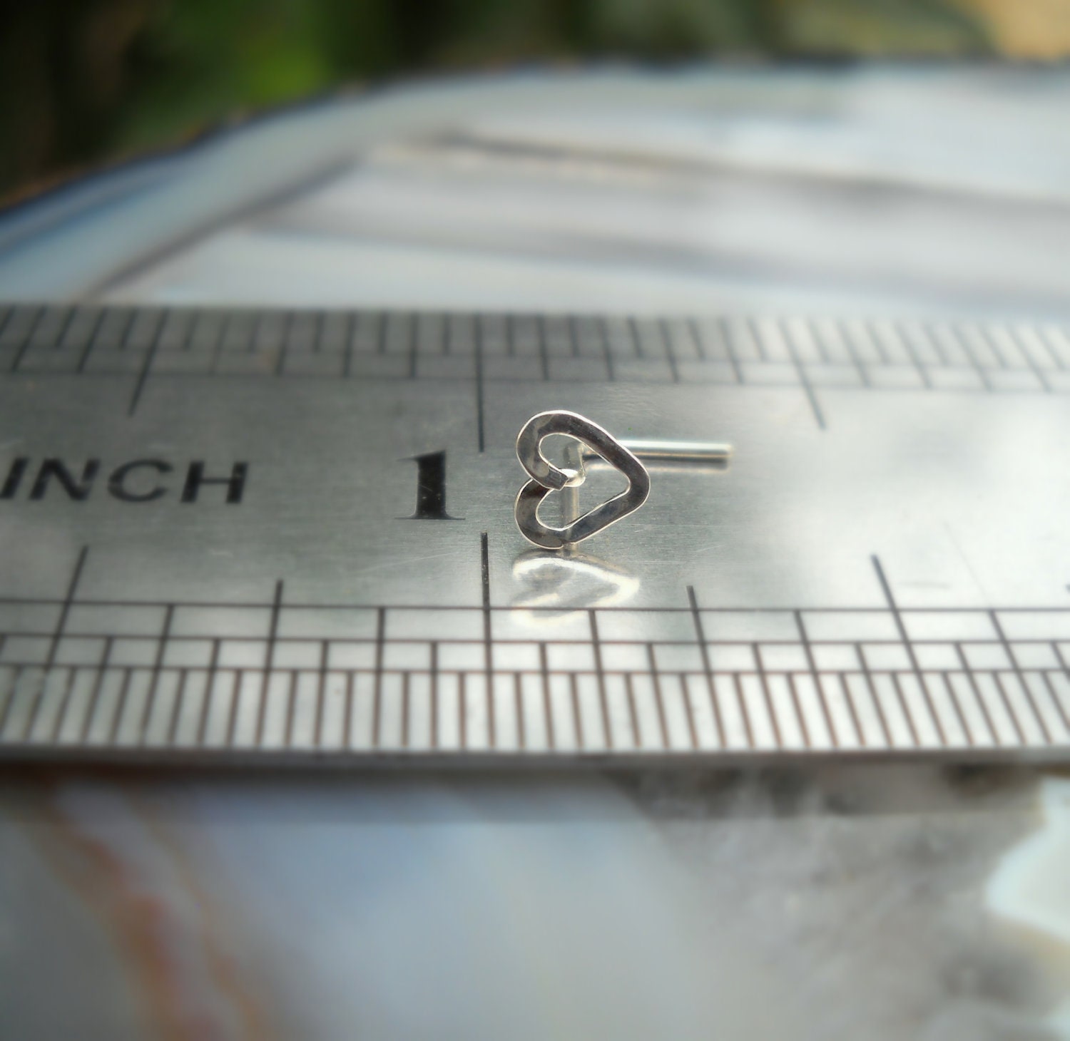 Valentine Heart Nose Ring Stud Sterling Silver Handcrafted