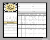 Custom Damask - Family Planner Message Center Calendar - 16x20 JPEG Digital/Printable File  - You Choose Your Color - You Print