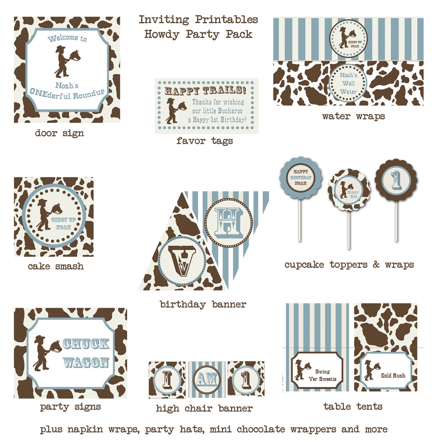 Full Western Cowboy Party Pack-with Invitation & Thank you