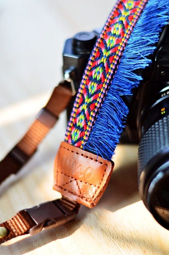 Blue Bohemian Camera Strap for DSLR / SLR Quick Release