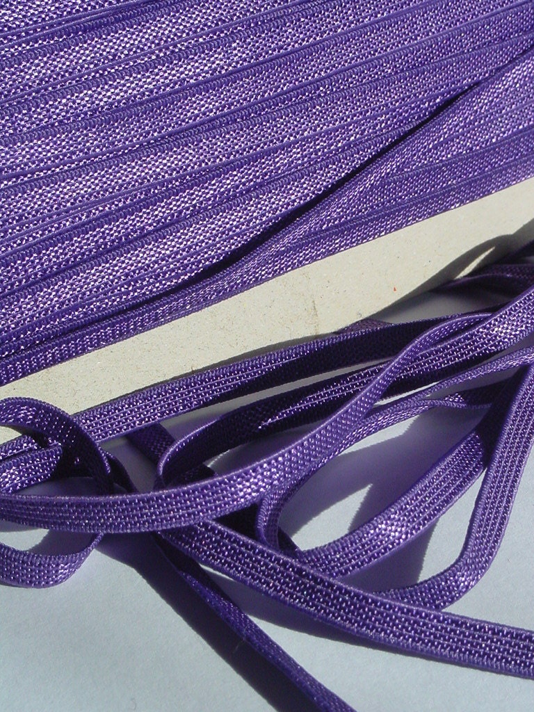 SALE 5 yards Elastic in Violet for Lingerie, Sewing, Embellishing - Elasctic Trim - Elastic Band - Rubber for Headbands