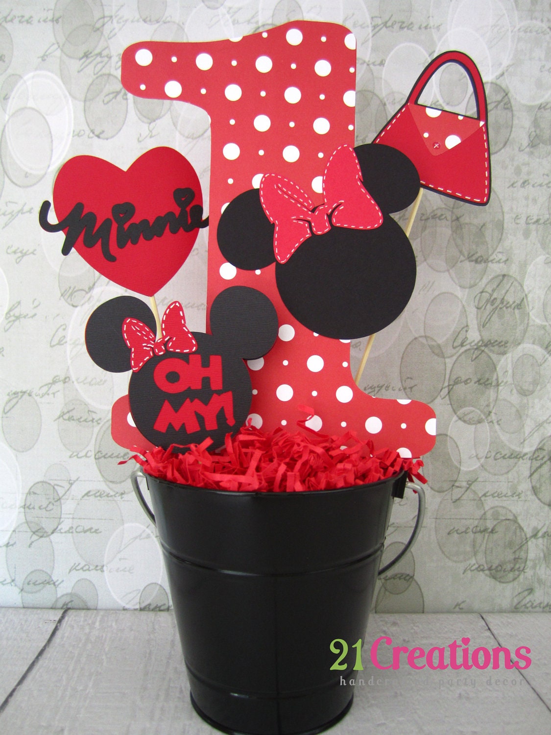 Minnie Mouse Centerpiece - Red with White Polka Dots Il_170x135