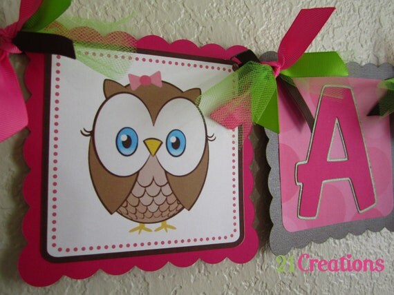 Owl Look Whoo's One Name Banner Il_570xn