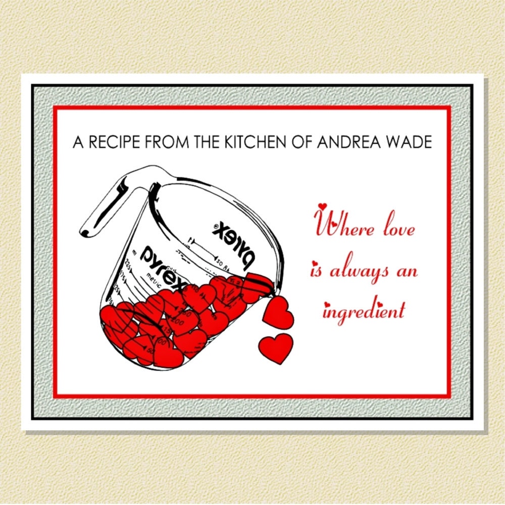 Cooking With Love - Personalized Recipe / Note Cards (10 Folded)