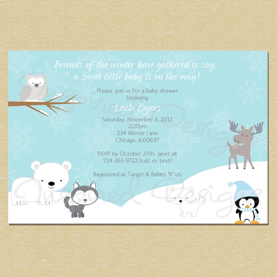 Winter Friends...Winter Baby Shower Invitation (Neutral - Boy or Girl) Il_570xn