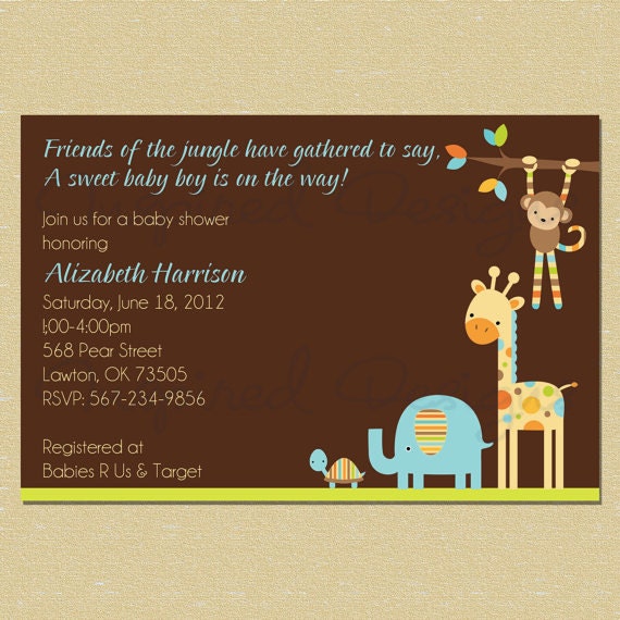 Modern Jungle Animals Baby Shower Invitation - Boy - Matching Coordinates Available Il_570xn