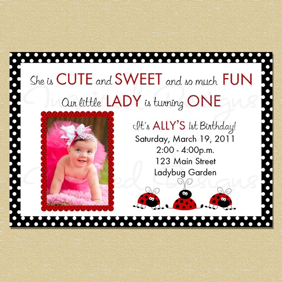 Ladybug Birthday Invitation - Matching Coordinates Also Available Il_570xn