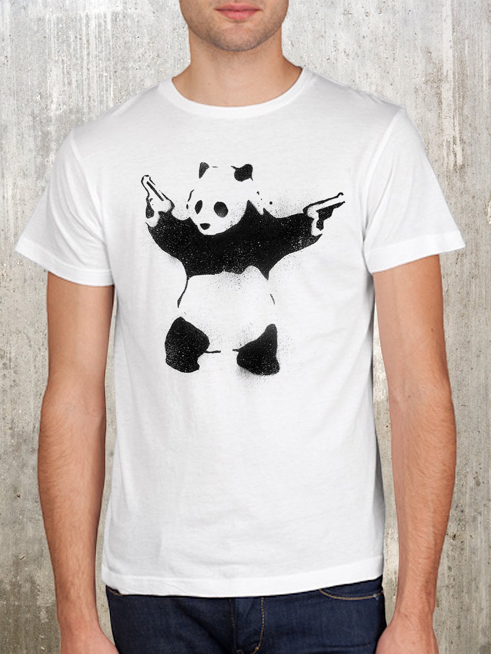 Panda Bear Street Art - Men's Screen Printed T-Shirt - American Apparel - Available in S, M, L, XL and 2XL