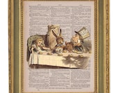 Tea Time Alice in Wonderland - Vintage Dictionary Print-  8x10
