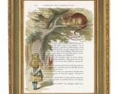 Chesire Cat- Print on Book Page-  6x9