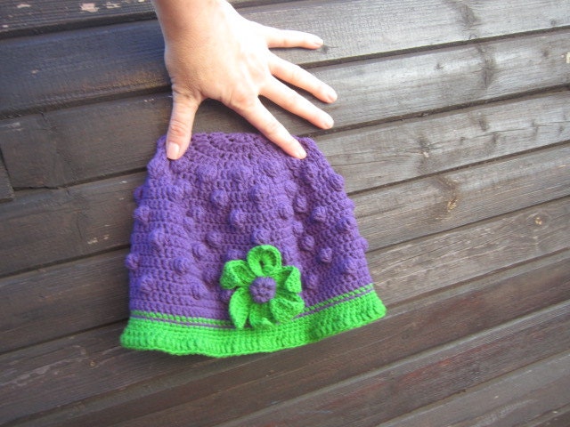Funny Crochet Berry Hat Back to School Girlie Teens Woman Fall Autumn Winter Accessory Purple Green designed by dodofit on Etsy