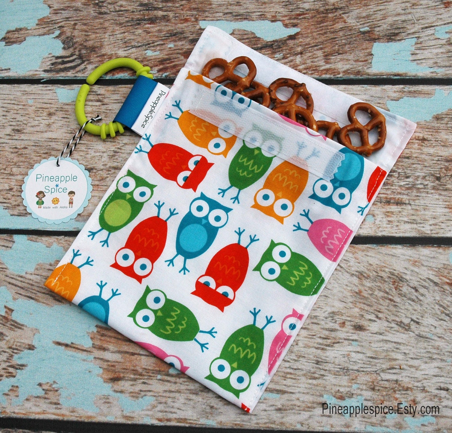 Owl Reusable Snack Bag -sandwich pouch- Party favor loot bags