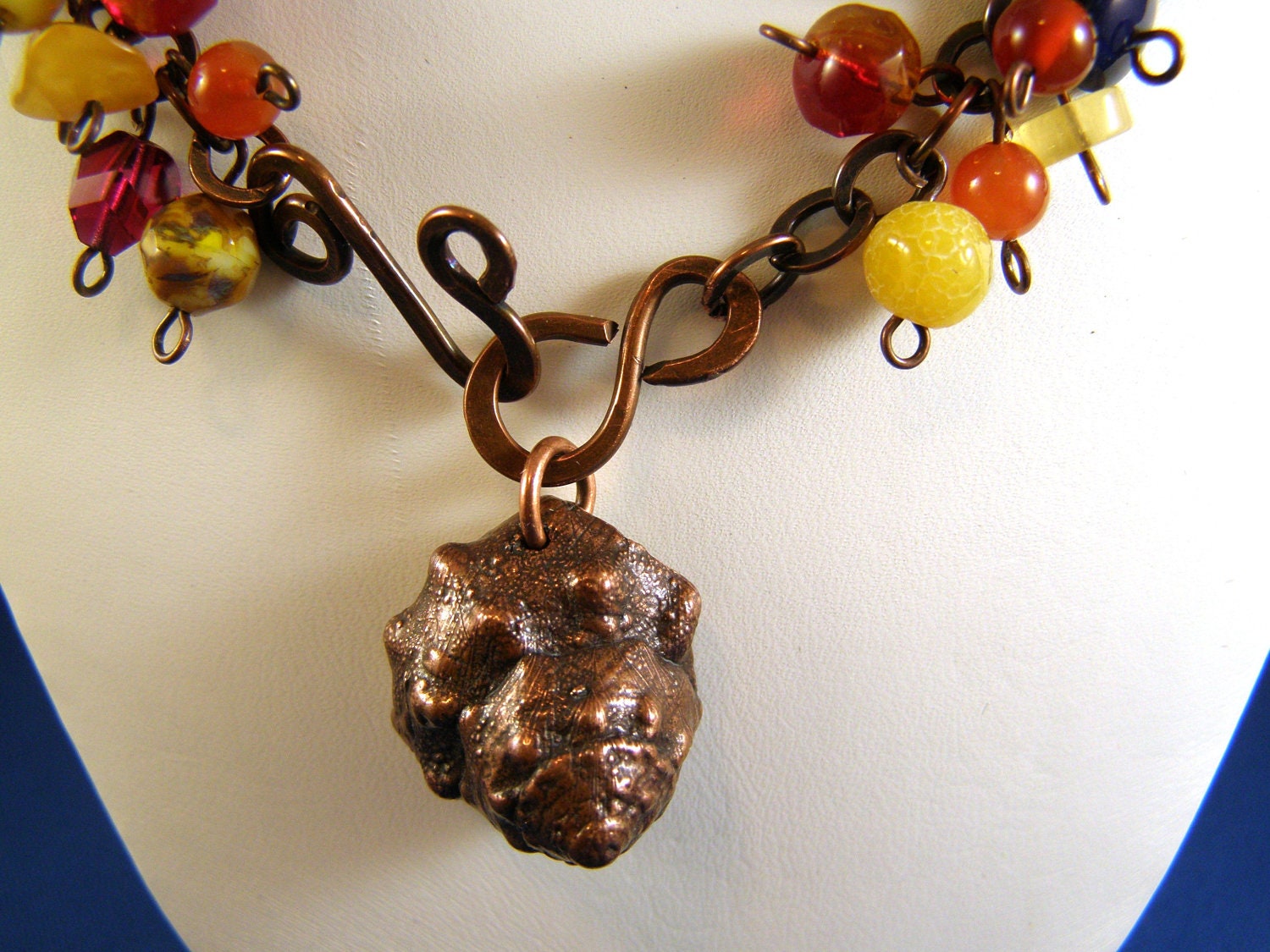 Gemstone and Copper Necklace - "Shell Game"