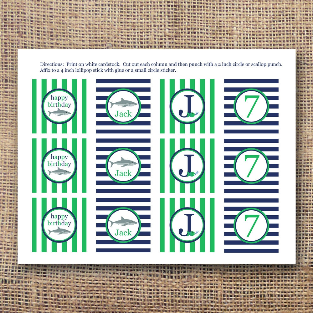 Printable Shark Themed Party Circles Il_170x135