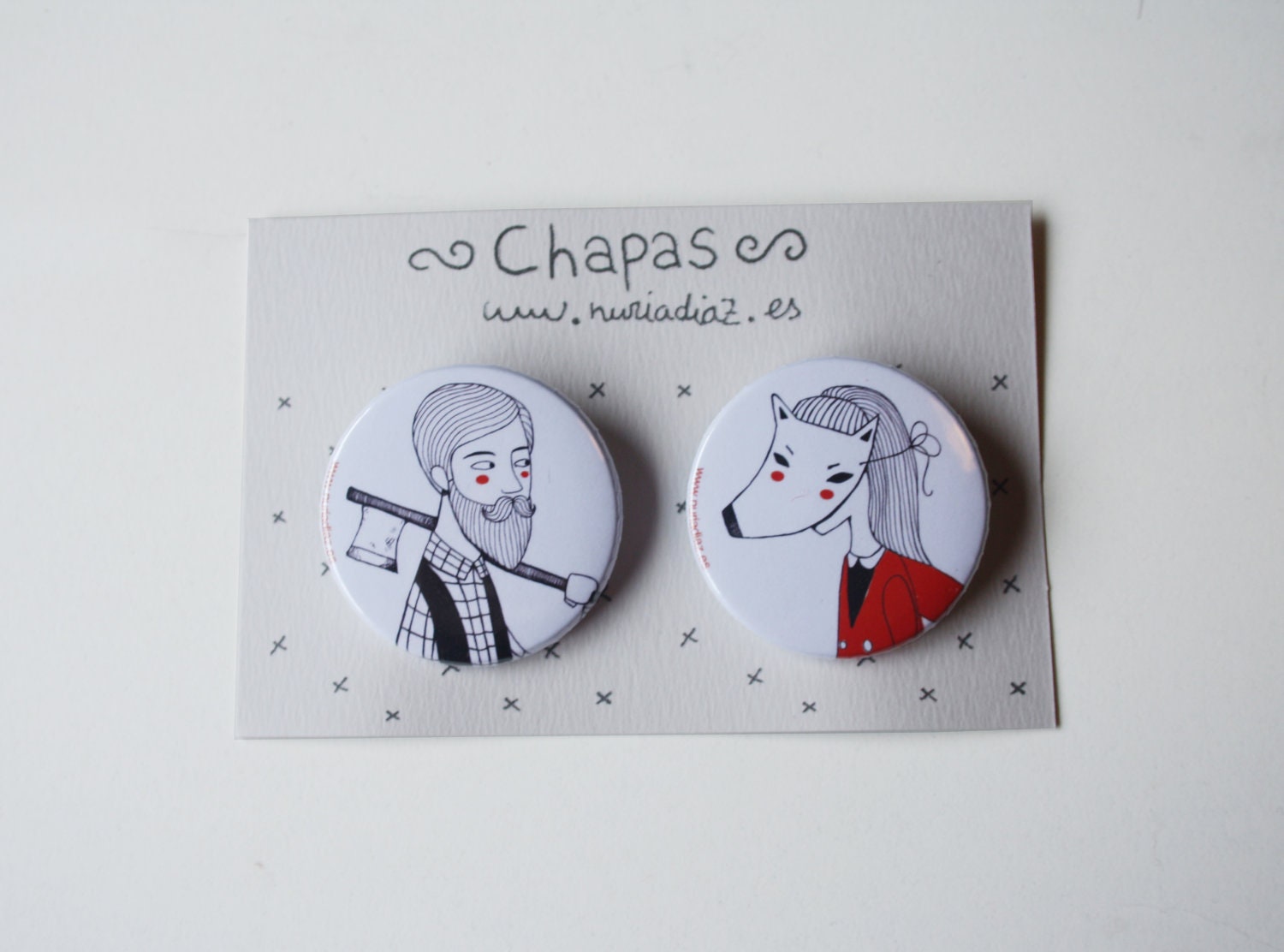 Lumberjack and Little Red Riding Hood pins