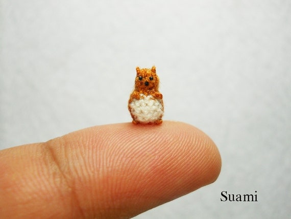 Extreme Tiny Groundhog - Micro Crochet Miniature Beaver - Brown Groundhog - Made To Order