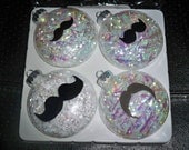 Handmade Glass Mustache Holiday Ornaments Set of 4
