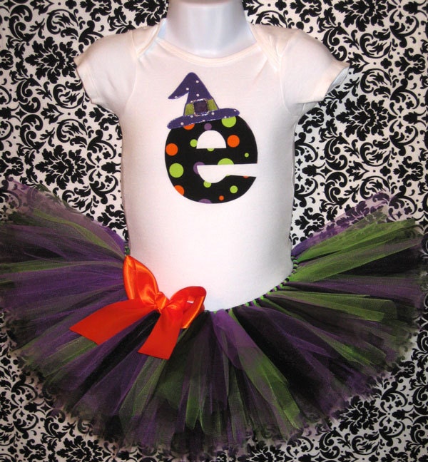 Baby Girl Halloween Witch Tutu Set...Halloween Onesie with Tutu and Matching Headband...Birthday Photo Prop, Costume
