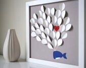 Baby Shower Guest Book Alternative - 3D Balloons and Baby Whale -  For up to 50 guests (includes frame, instruction card & pen)