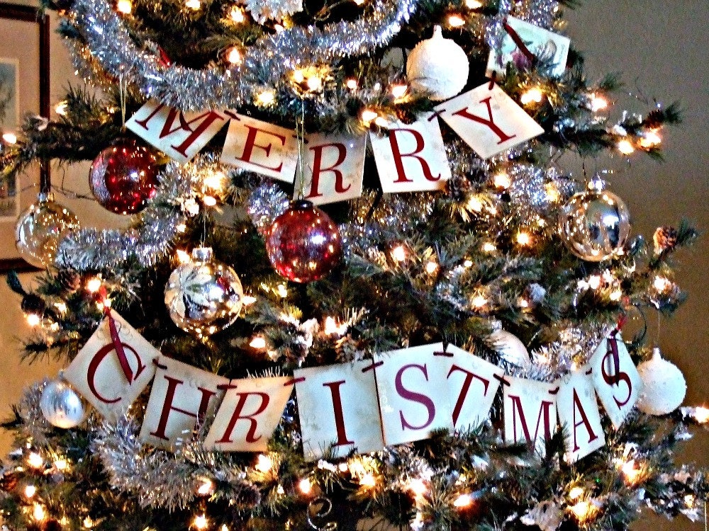 Merry Christmas Banner Holiday Decoration Garland