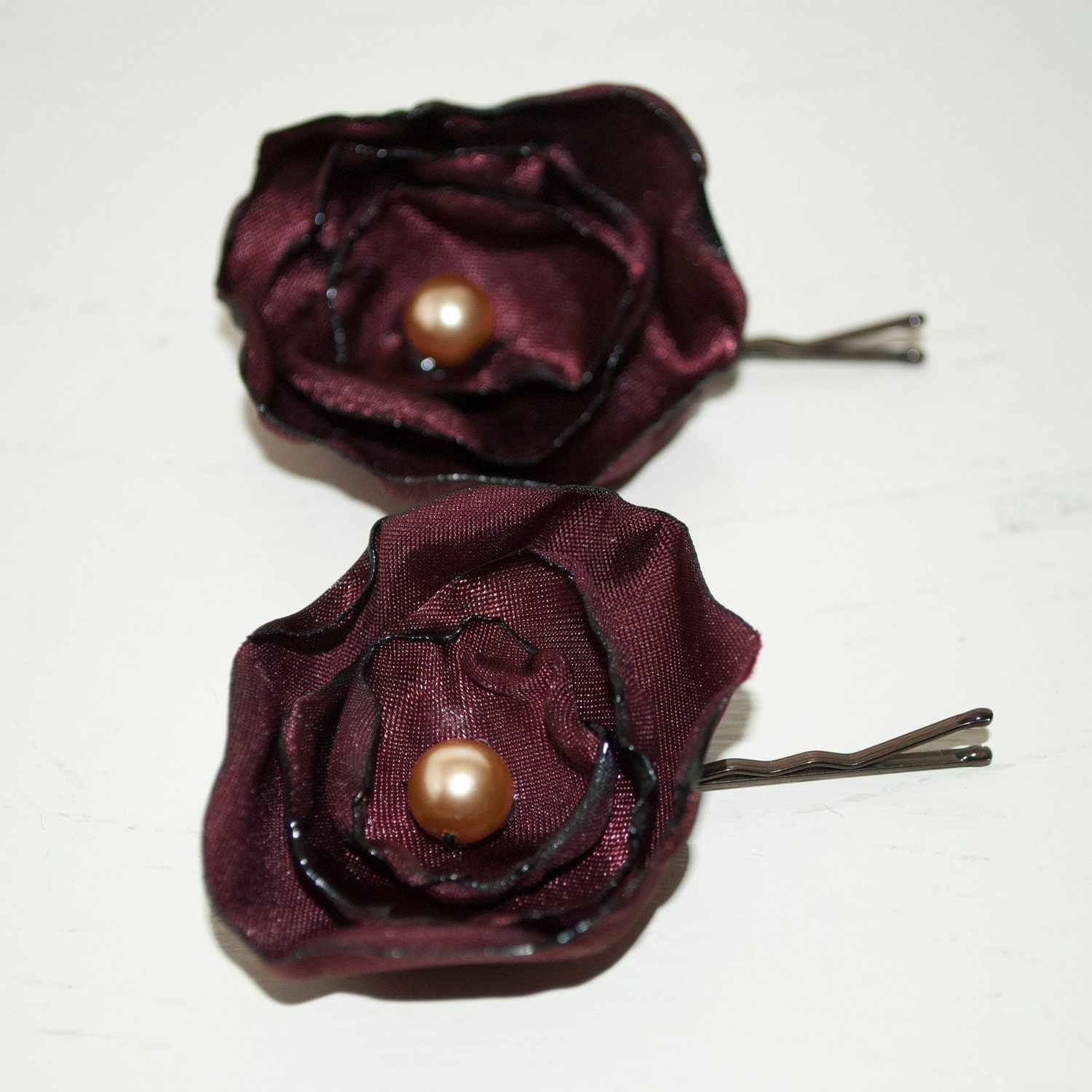 Satin Flower Bobby Pins - Set of 2