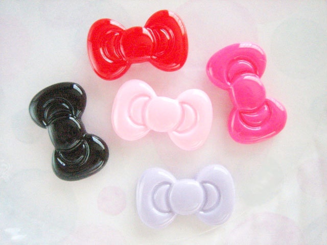 5pcs ((SALE)) Cute Kitty Bow Decoden Cabochon (27x16) BW10016