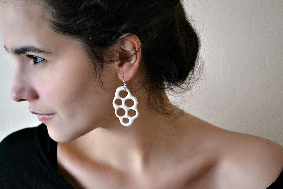 Glacier - ice, snow, winter Statement earrings - white - ceramic snow queen earrings - sterling silver earwires earrings Etsy UK