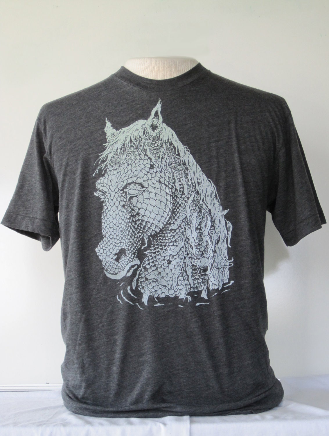 SeaHorsey American Apparel Mens Tee Hand Screen Printed Tshirt