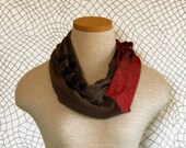hand printed jersey cowl/scarf in red and brown