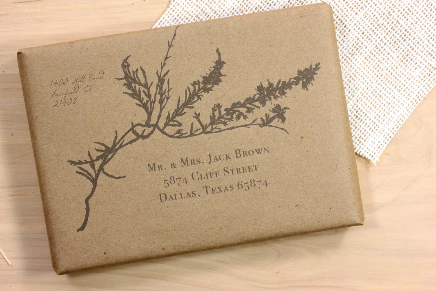 Ivory Romance - Rustic, Chic, & Elegant Boxed Wedding Invitation With Burlap, Flower - Purchase for a Sample