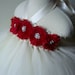 Flower girl dress Ivory tutu dress, red chiffton roses, baby tutu dress, toddler tutu dress,newborn-24, 2t,2t,4t,5t, birthday
