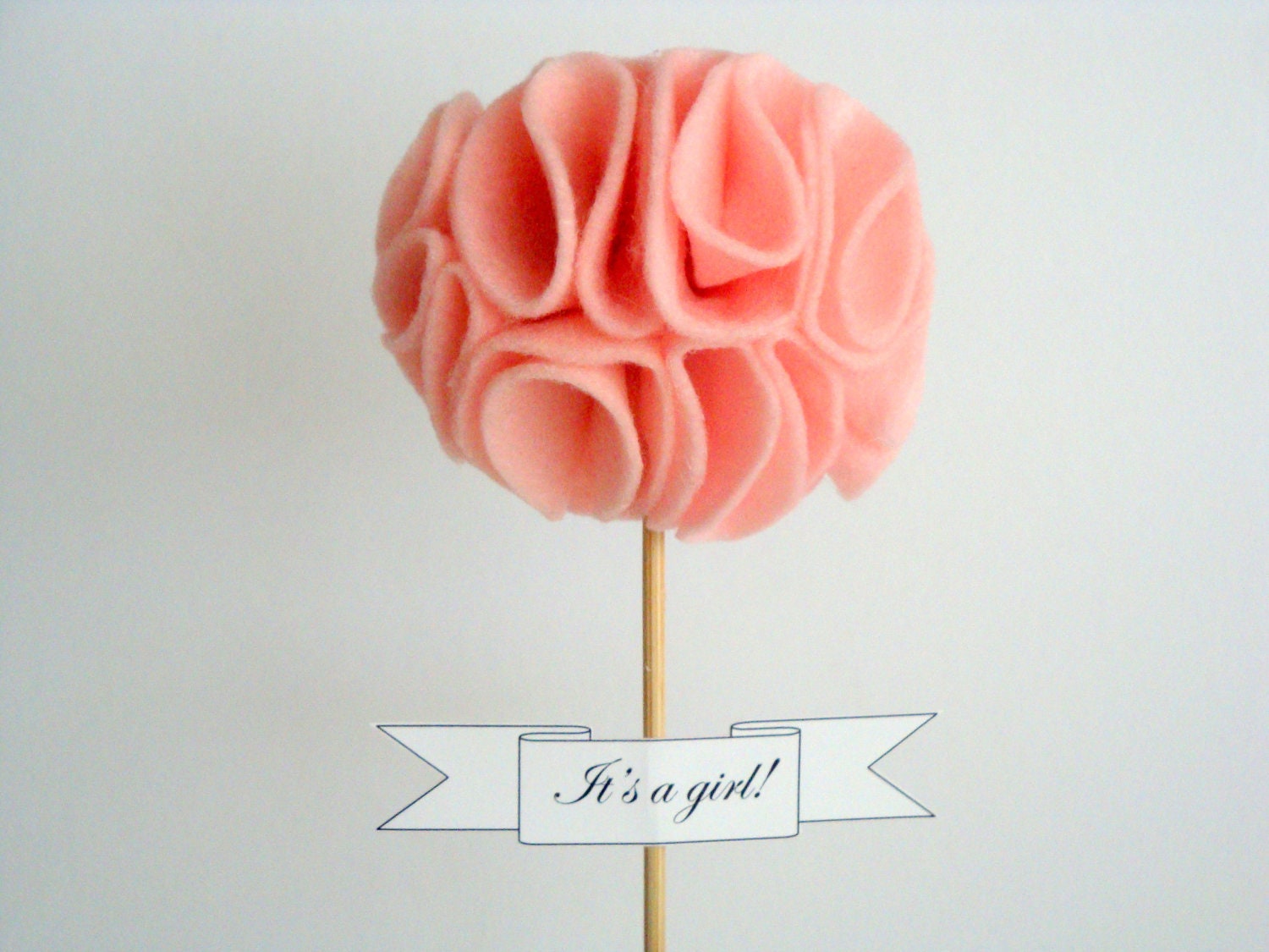 Pom Pom Cake Topper- Its a girl, birthday personalized banner with your message
