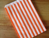 Orange Striped Candy Bags - 25 - Paper Sweet Shop or Candy Buffet Bags - 5x7