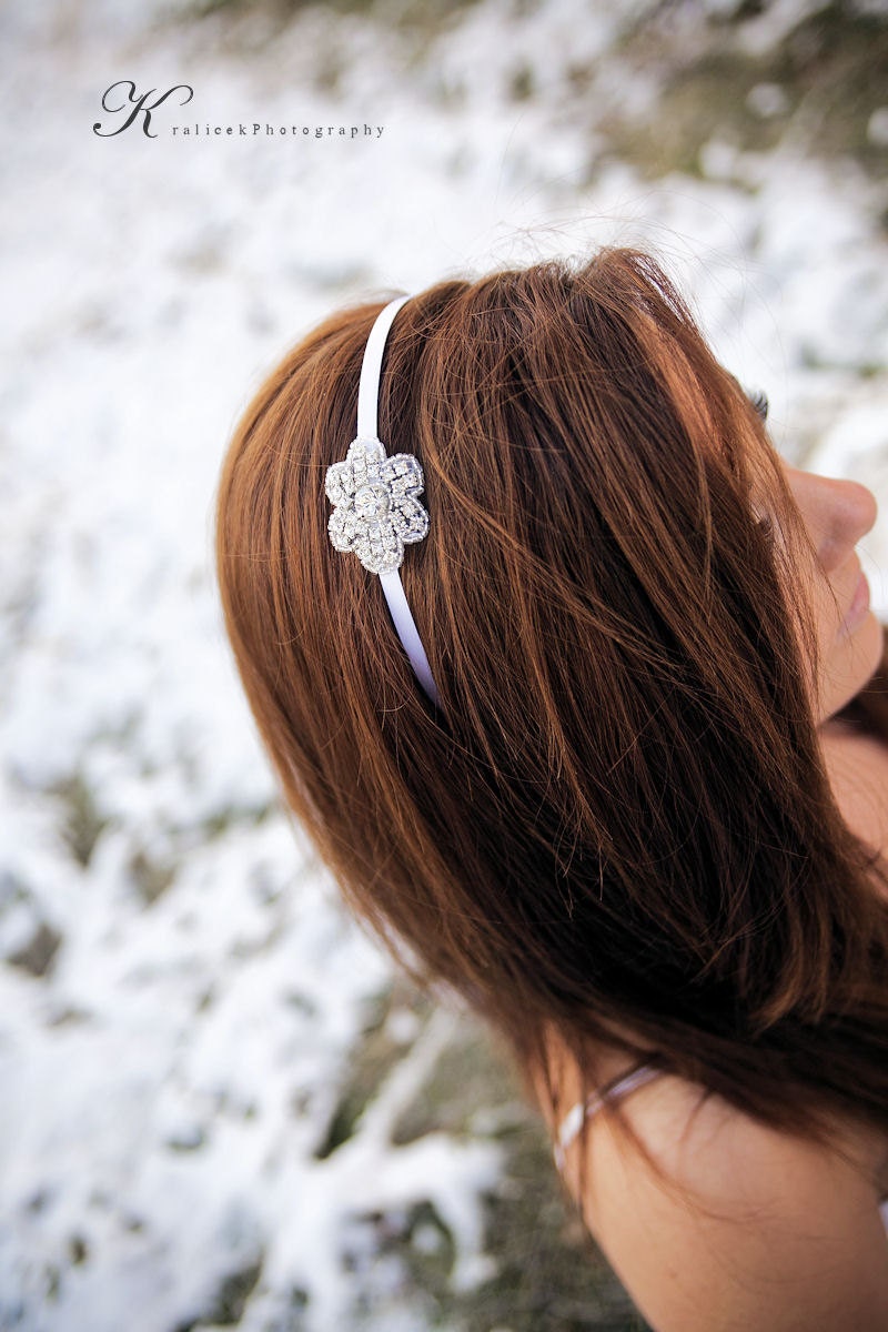 Bridesmaid Headband, Flower Girl Headband, Wedding Accessory, Rhinestone Headband, Wedding Hair Accessory, Bridal Accessories- RILEY