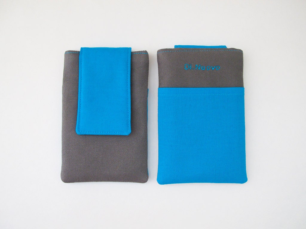 iPhone 4 Case - Neon Blue iPhone Sleeve - Gray Gadget Case by Di Nuovo