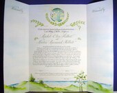 Quaker Marriage Certificate Sign In Scroll Custom Painted to complement your Wedding