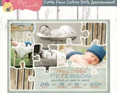 Puzzle Piece Custom Baby Boy Birth Announcement - DIY Printable File - Choose Your Colors Il_170x135
