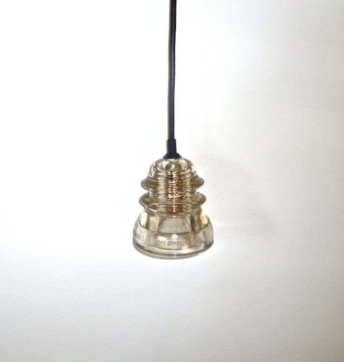 RESERVED WITH HOLES for cord Set of 3 Clear Antique Insulators