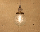 Glass Shade Lighting with 6" Cut Crystal Design Glass Globe Shade and Exposed Socket