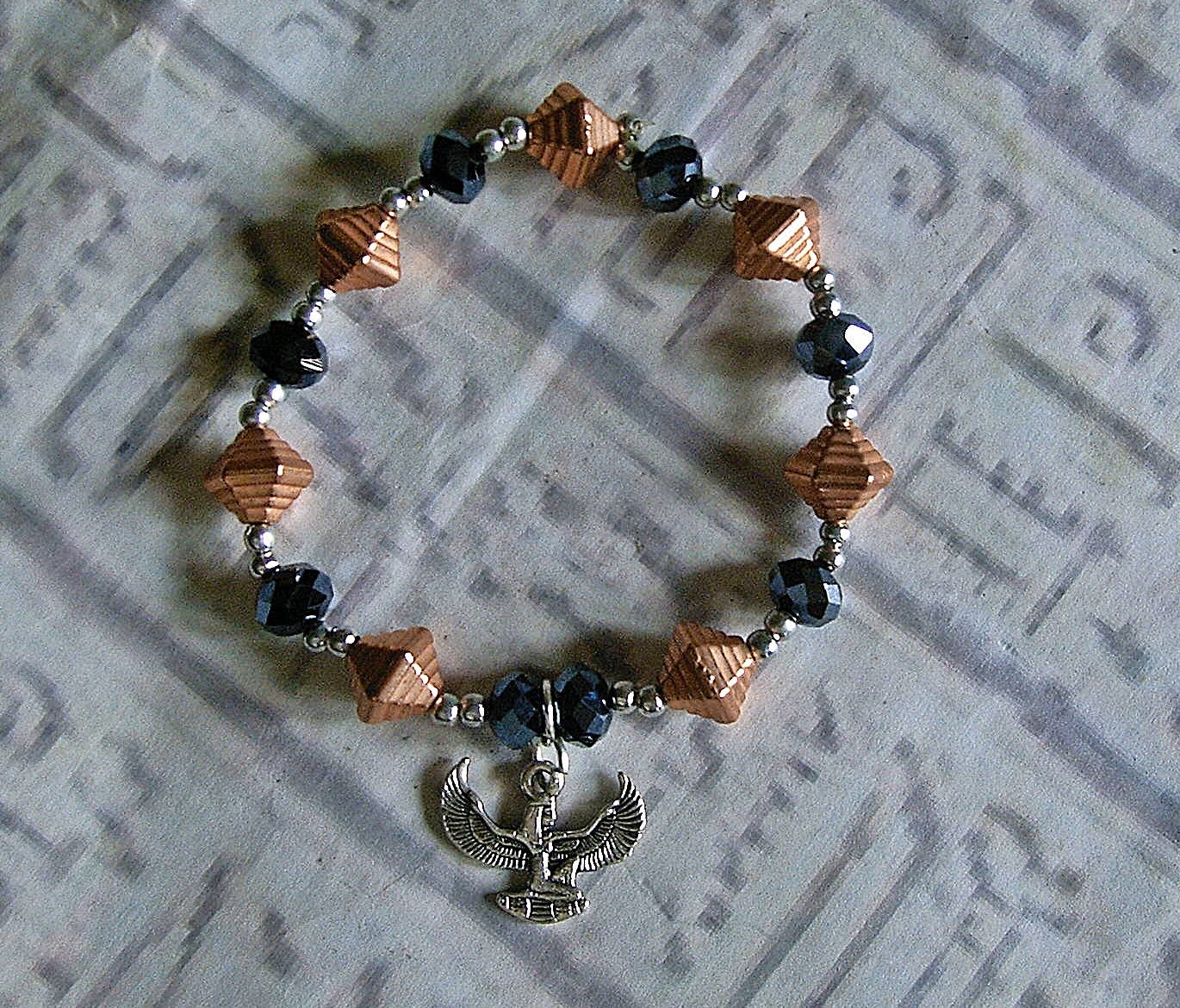 Egyptian Bracelet. Isis charm bracelet. Egyptian jewelry.