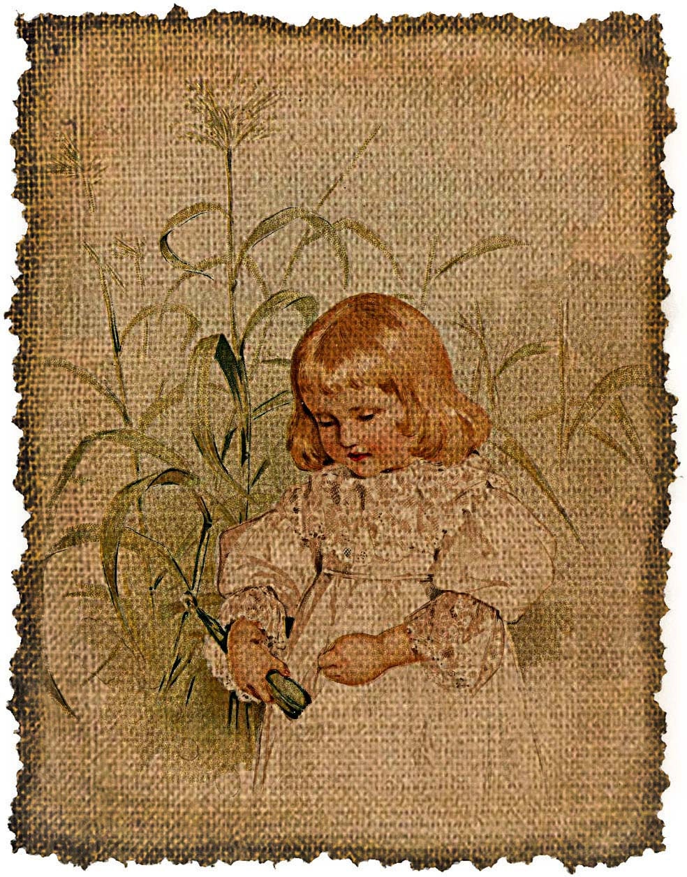 Vintage,Girl Illustration, Altered, Ephemera, Iron on, Image No. 722