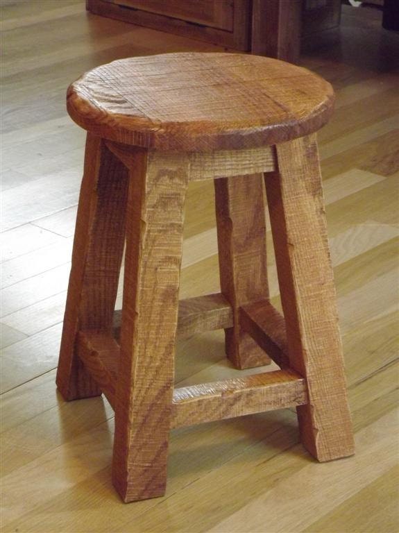 Reclaimed wood/ Solid oak/  Rustic/ stool / shop stool/ old fashion/ rough sawn/ 18"H